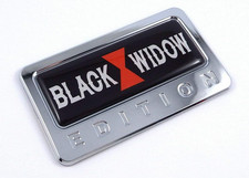 Black Widow Edition Chrome Emblem with Domed Decal Car Bike Badge Motorcycle