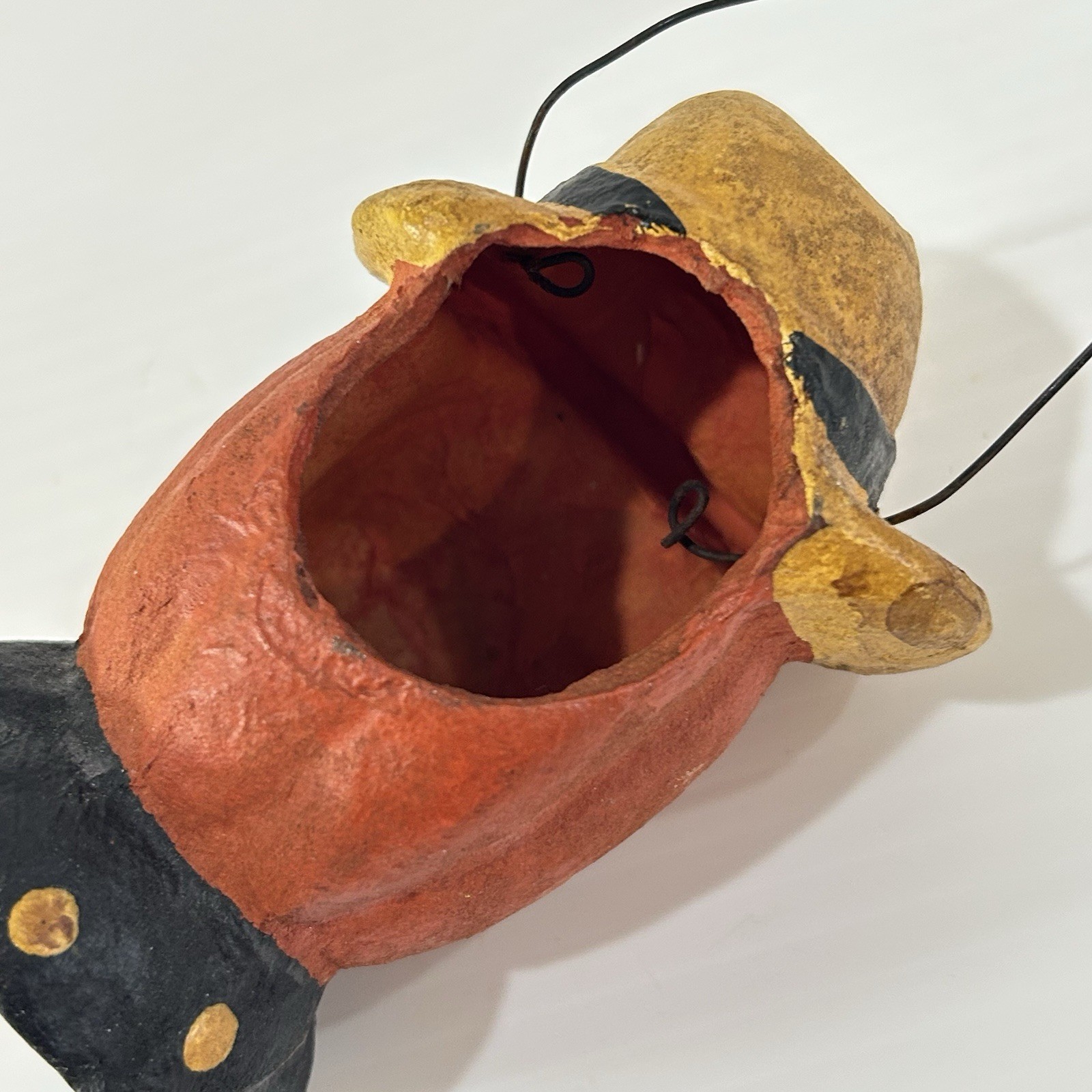 Vintage Inspired Scarecrow Pumpkin Candy Pail Bucket Jack-O-Lantern Paper Mache