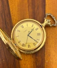 Rare Vintage Timex Pocket Watch Winding Gold Tone Hunter 48mm For Repair