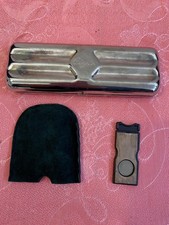 Antico Portasigari Raro Placcato Argento con Tagliasigari in Argento 925