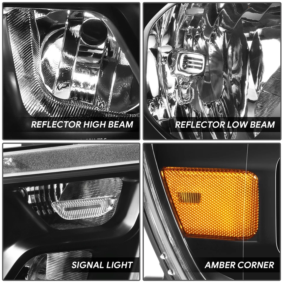 Fit 19-24 Ram 1500 Black Housing Amber Corner Headlights Assembly Factory Style - Image 3 of 4