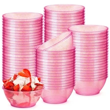 60Pack Clear Mini Plastic Bowls 6 Oz Disposable Premium Glitter Hard Salsa De...