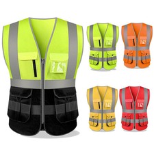 Two Tone Leadership Safety Vest Construction Site Working Clothes with Pockets