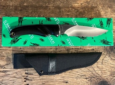 G SAKAI  sold by Spyderco 1990 NOS Micarta  Fixed Knife Serrated Edge Sheath