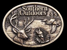 JB07131 VINTAGE 1986 SOUTHERN OUTDOORS HUNTING FISHING MAGAZINE BUCKLE