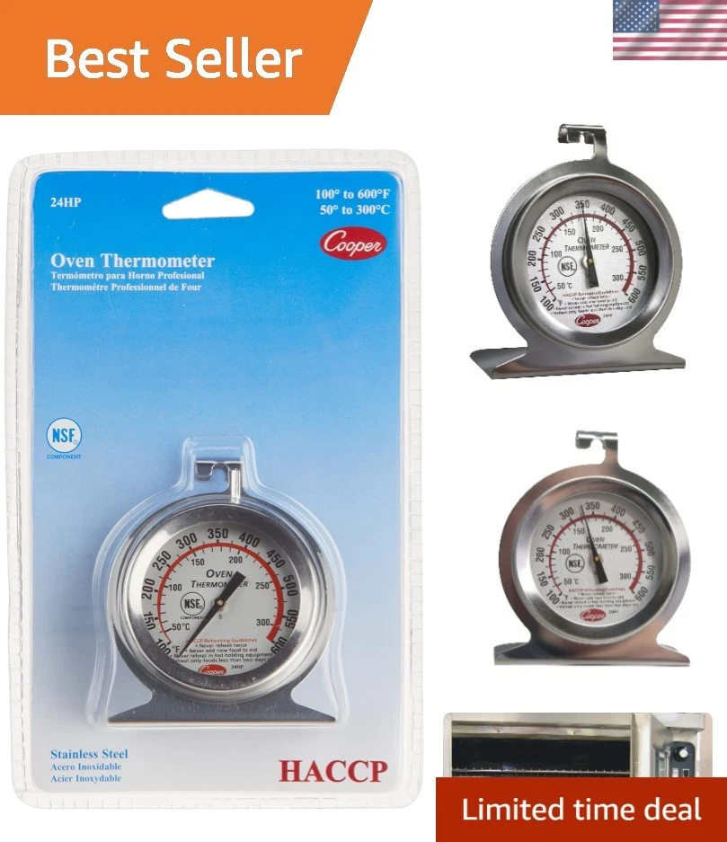 Effortless Baking with High Precision Stainless Steel Oven Thermometer, 600°F