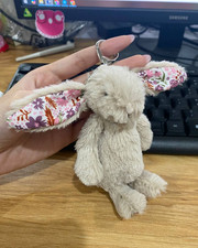 Jellycat Beige Bunny Plush Keychain Bashful Blossom Bag Charm Toy Gift Cute