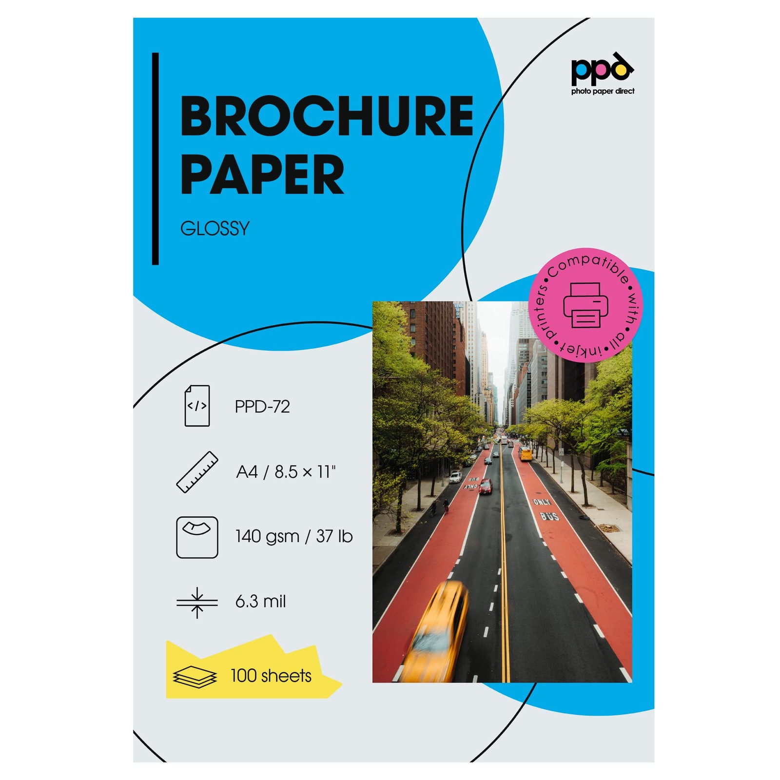 Papier photo brillant 140g jet d'encre pour imprimer sans transparence de l'encre au verso