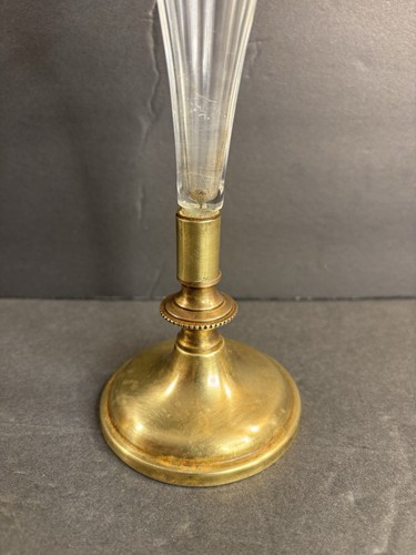 Antique Brass And Crystal Vase/Stamped Siegel/Baccarat/One Rose/France C.1930 - Picture 2 of 14