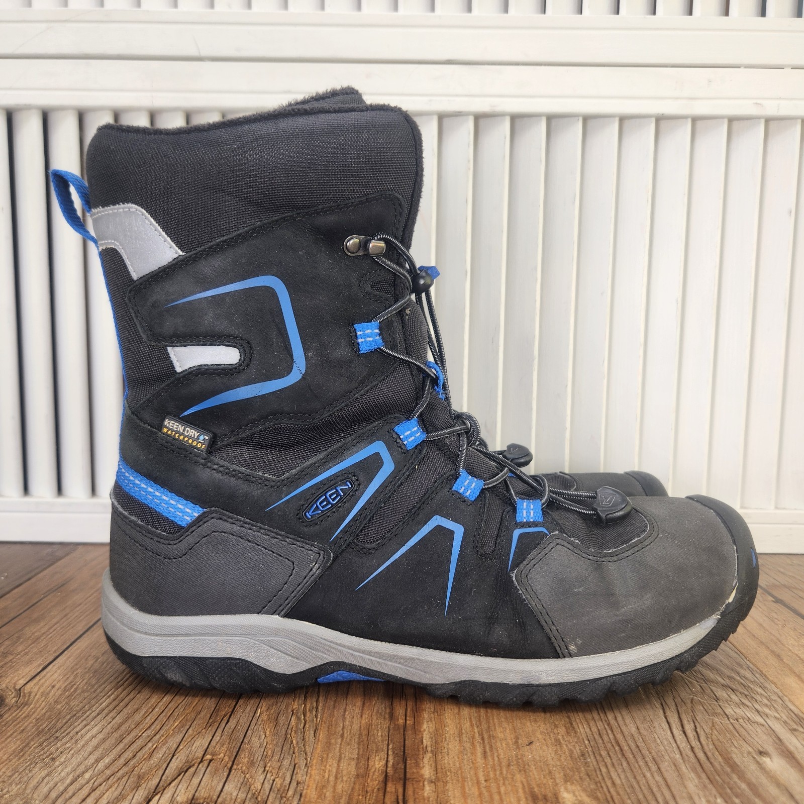 Stivali da neve Keen Levo invernali giovanili taglia 7 neri blu impermeabili isolati outdoor