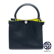 Fendi BLACK YELLOW BICOLOR PEEKABOO X-RITE MEN'S HANDBAG BAG Used MARJ-0