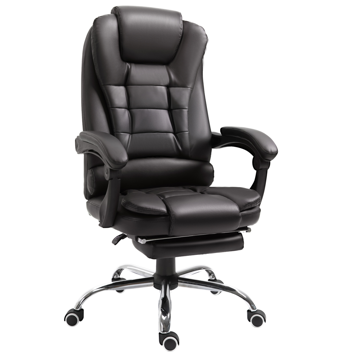 Homcom Pu Leather Executive Office Chair With Retractable Footrest, Brown - Image 3
