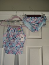 Hurley Girls 2-Piece Floral Fully Lined Swimsuit NWT Size 14