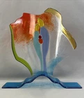 Glass Art Style Murano Art Glass Sculpture Abstract Design Blue/green Colors
