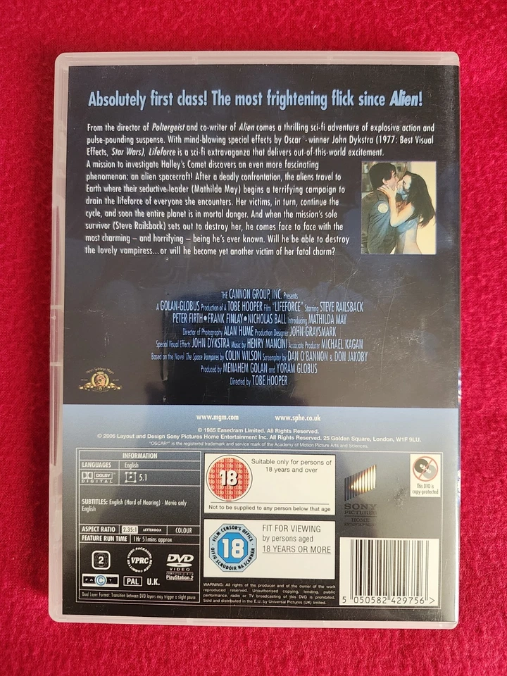 LIFEFORCE - DVD 2006 PAL REGION 2 MADE IN U.K. EXCELLENT CONDITION. Foto 2 de 3