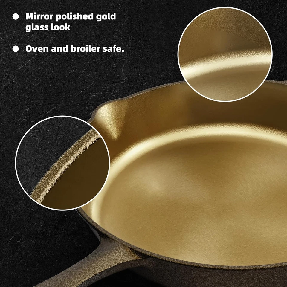 Seasoned Modern Heirloom Mirror Polished Cast Iron Skillet Pan 12" (2.0" Wall He - Image 3 of 4
