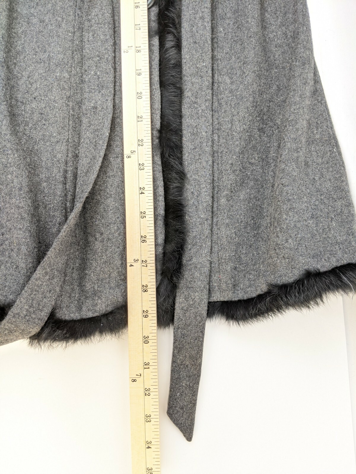 LoveStitch Pea Coat Womens Sz S Gray Wool Blend Balloon Sleeve Faux Fur Trim Nwt image 8
