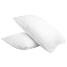 Standard Bed Pillow Set of 2 Plush Cotton Cover Hotel Down Alternative Pillow