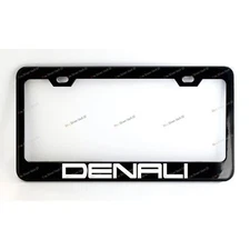 DENALI Black Powder Coated Metal License Plate Frame Screw Caps