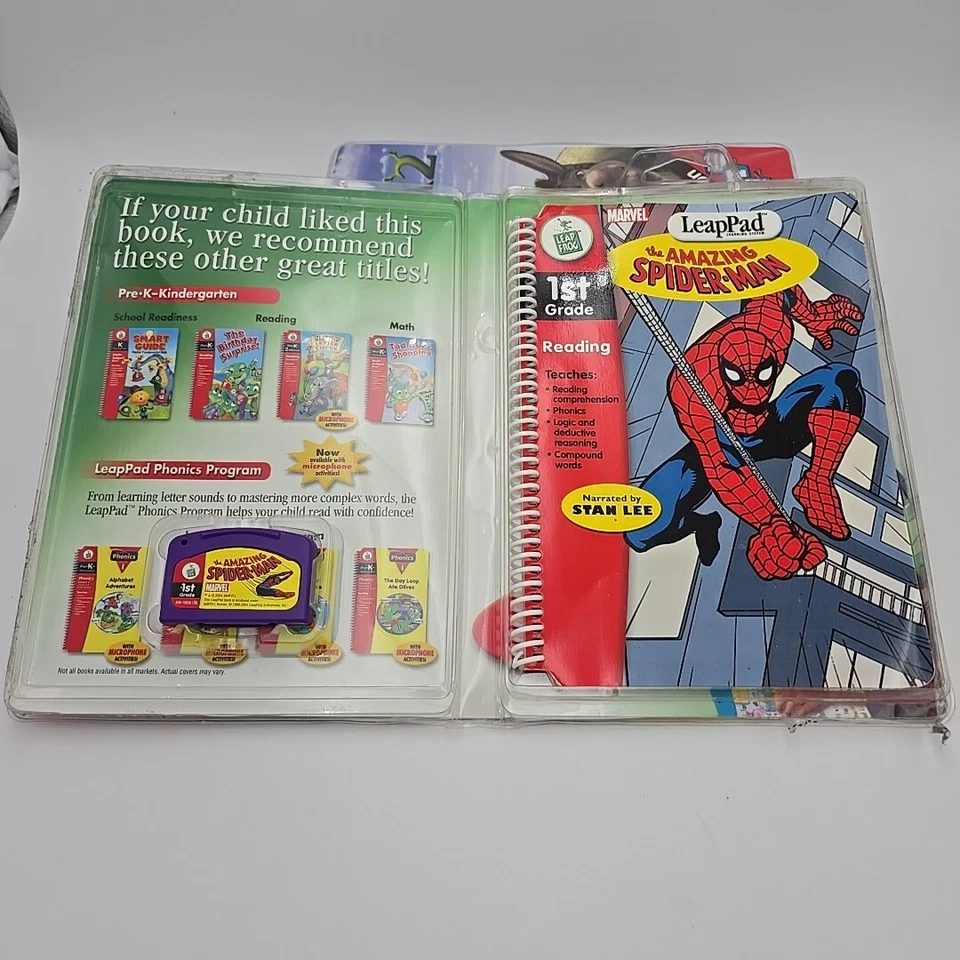 Lot 3 LeapFrog LeapPad Marvel The Amazing Spider-Man, Shrek, Monster Grades 1 2 - Image 3 of 4