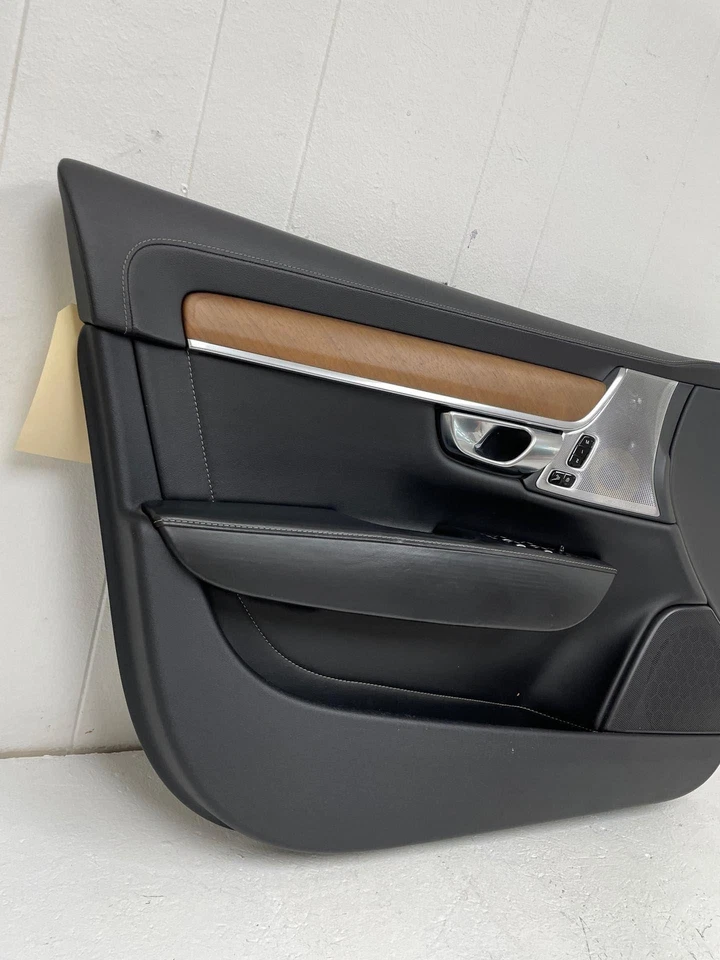 2018-2022 VOLVO S90 FRONT LEFT DOOR TRIM PANEL LEATHER CHARCOAL W/ WOOD INSERT Foto 2 de 4