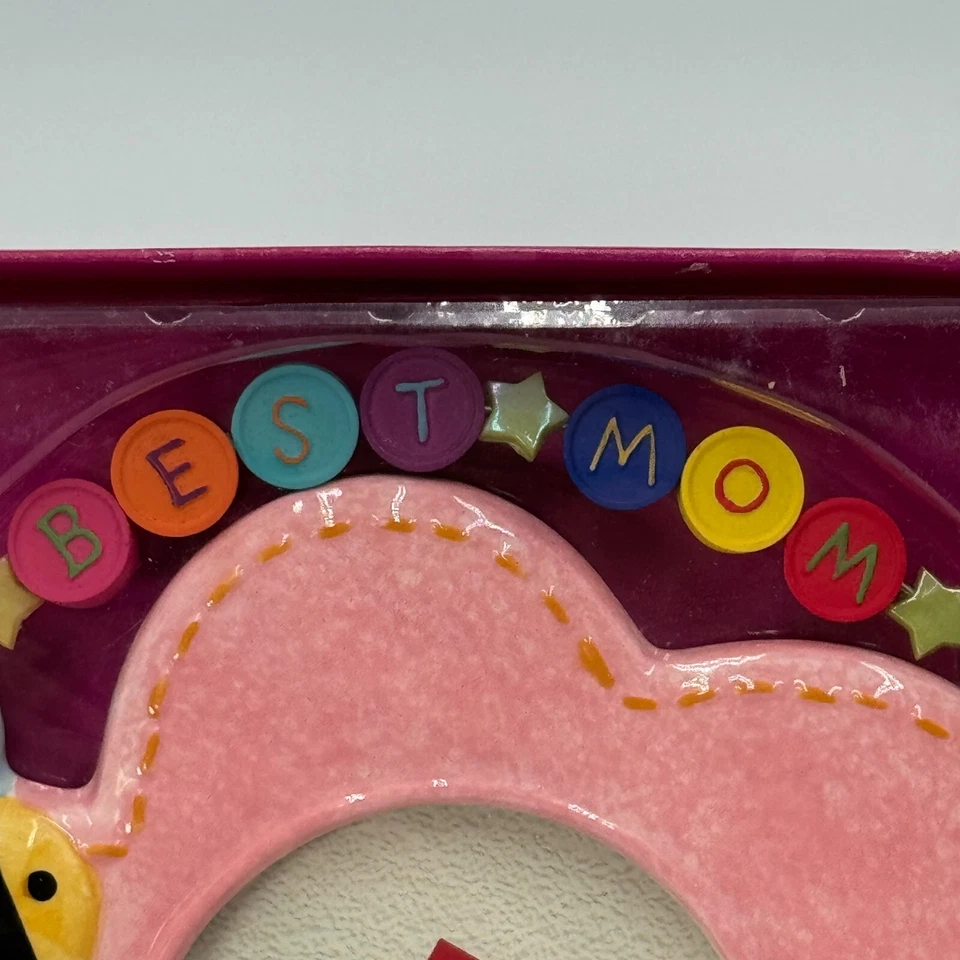 Marco de fotos redondo Russ Skribbles 3x3 pulgadas rosa flor abejorro mejor mamá nuevo en caja Foto 4 de 4