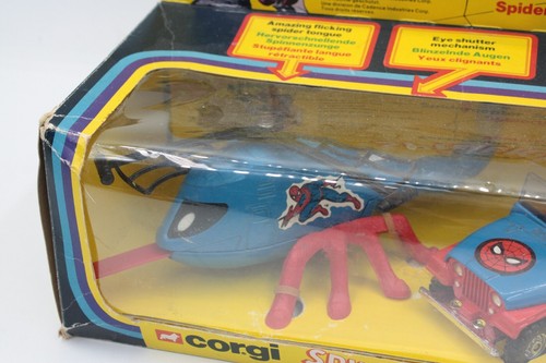 Corgi Spiderman Set 23 Spidercopter, Spiderbuggy, Spiderbike come nuovo in scatola, raro - Foto 2 di 8