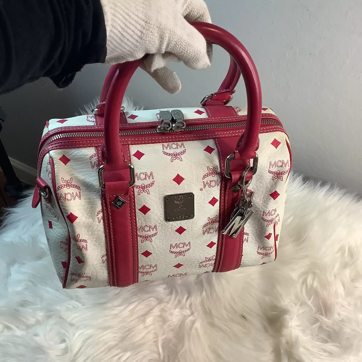 MCM BOSTON WHITE/SOFT PINK BAG 25 #17