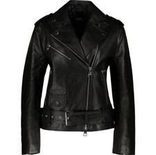 Karl Lagerfeld Black Leather Biker Oversized Jacket