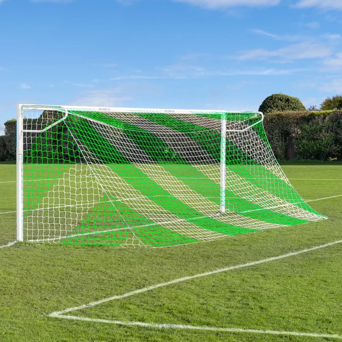 Green White Striped Full Size Football Goal Nets Net World Sports