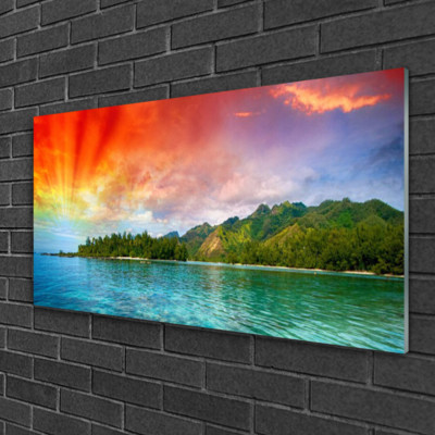 Acrylglasbilder 100x50 Wandbild Druck Meer Wald Landschaft