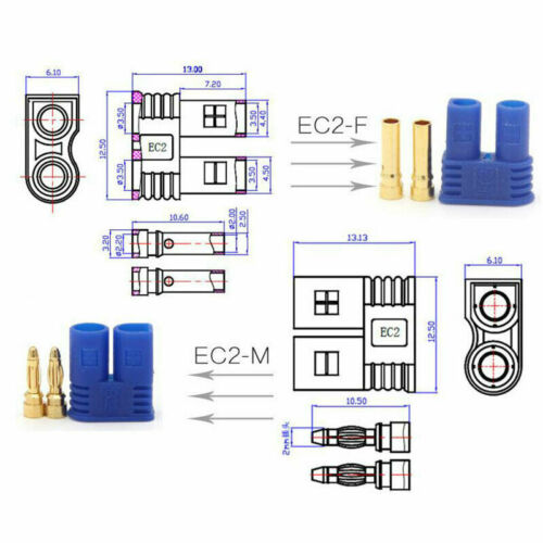 5 Pairs AMASS EC2 Connector Plug for RC Car Plane Helicopter Battery Lipo ESC - Picture 10 of 10