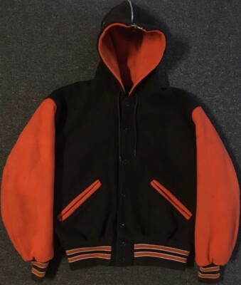 Vtg 80s Delong Varsity Letterman Jacket M Short USA School Football Track Grunge