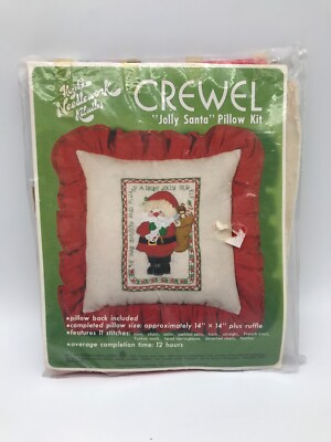 Crewel Jolly Santa Pillow Kit 14x14 Hazel's Needlework Kaboodles Vintage