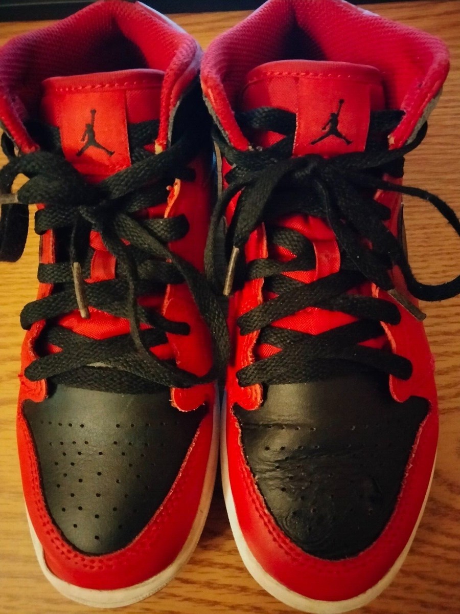NIKE AIR JONDAN 1 MID REVERSE BRED SHOES GYM RED BLACK