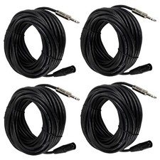 4-Pack 3-Pin Female Cable To 50ft Speaker XLR Cable Quarter Stereo Male Cables