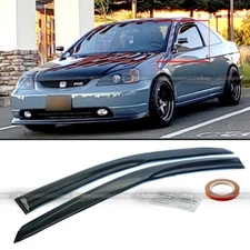 For 01-05 Honda Civic 2DR Coupe Mugen Style 3D Wavy Black Tinted Window Visor