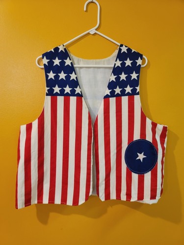 Vintage Handmade American Flag Vest Statue Liberty Patriotic God Bless Unisex - Picture 2 of 2