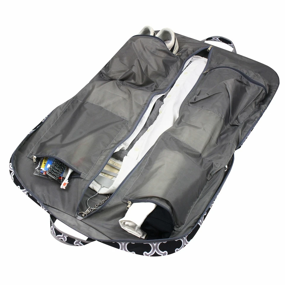 NOVA BOLSA DE VESTUÁRIO PENDURADA BAGAGEM VIAGEM ALEGRIA TERNO TOTE PRETO LONA CINZA DANÇA - Imagem 4 de 4