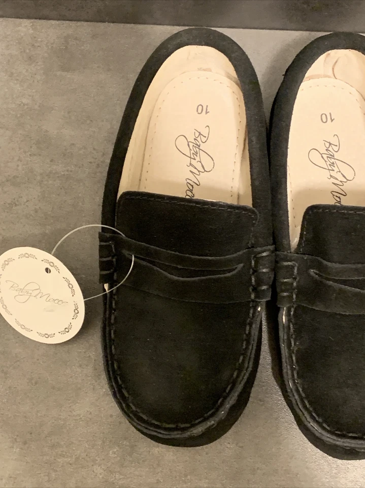 Mocasín de gamuza negro BABY MOCCS NIÑO PEQUEÑO TALLA 10 nuevo con etiqueta SIN CAJA Foto 3 de 4
