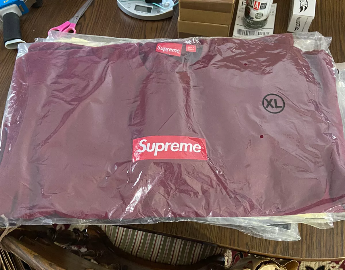 Supreme Box Logo Crewneck Cardinal Bourgogne Rouge Taille XL Priority Expédié