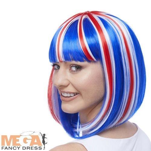 Union Jack Lola Wig Ladies Queen Jubilee Adults British Costume Womens