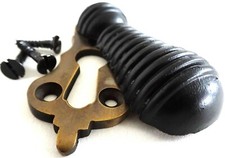 Cover Keyhole Escutcheon Rose wood wooden Key Hole Door Black Brass  Beehive