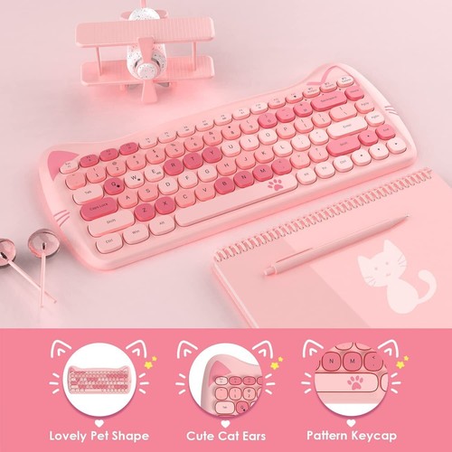 AJAZZ 3060i 84 Keys Wireless Bluetooth 5.0 Keyboard Cute Pet Design for PC Mac - Picture 37 of 37