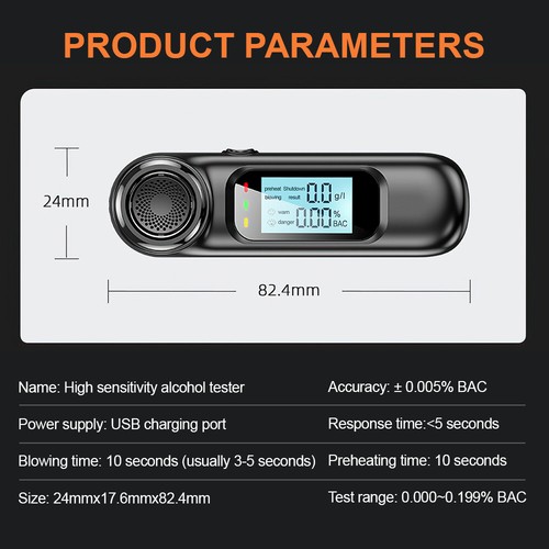 Digital Breath Alcohol Analyzer Tester Air Blowing Breathalyzer Test Detector - Picture 10 of 16