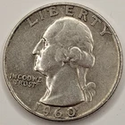 1960 D Washington 90% Silver Quarter Circulated Condition US 25c - 01