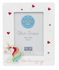 Image of Unicorn Photo Frame Kids Hearts Children Decor Portrait Picture 4 x 6 Inches NEW