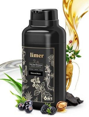 Black Hair Dye Shampoo for Gray Hair, 3-in-1 Color Shampoo, 6 Herbal Extracts...