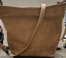 Frye Tan Melissa Small Hobo Bag Shoulder Strap Zip Closure Brass Hardware