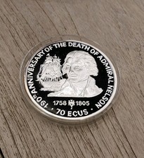 RARIT&Auml;T: Gibraltar 70 ECU *Admiral Nelson* Elizabeth 1995, 5 Unzen M&uuml;nze Silber